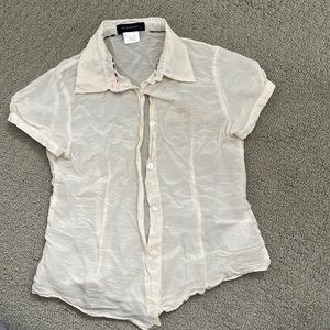 EUC Burberry girls linen button up shirt
